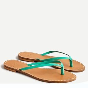 ๐คฉ NEW J. Crew Capri Leather Thong Sandals Warm Clover Green